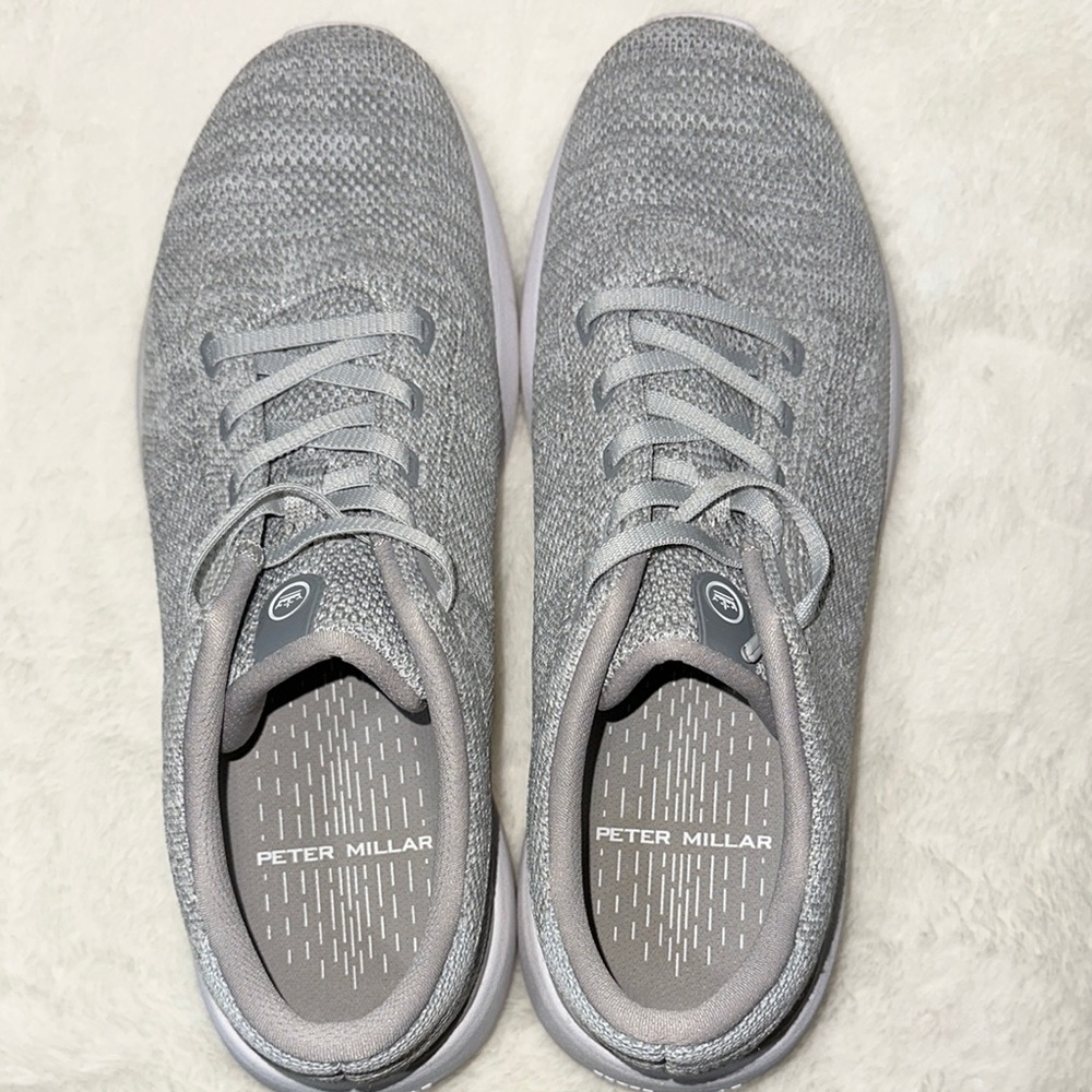 Peter Millar Light Gray Knit Sneakers Size 8